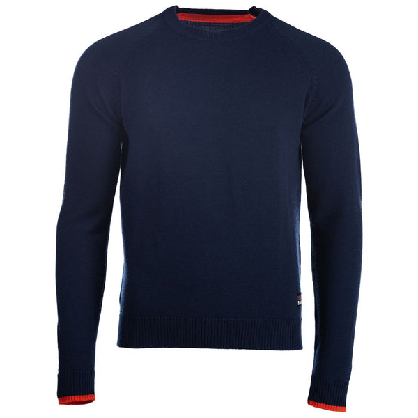 isobaa Mens Merino Crew Sweater (Navy/Orange)