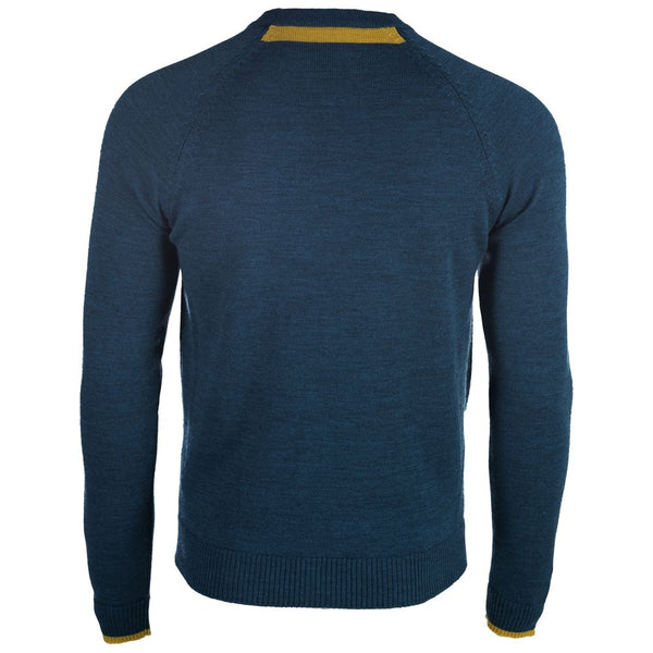Isobaa Mens Merino Crew Sweater (Petrol/Lime)