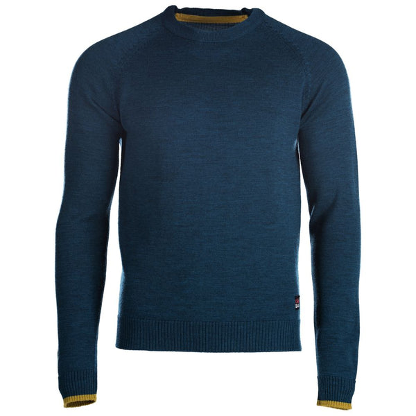 isobaa Mens Merino Crew Sweater (Petrol/Lime)
