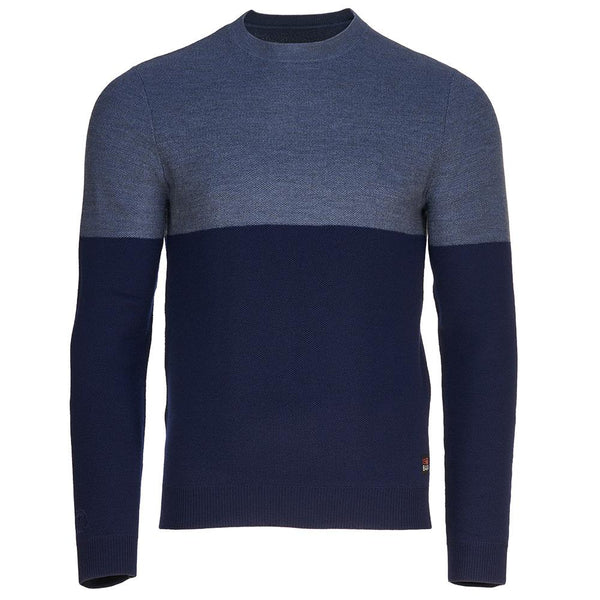 isobaa Mens Merino Honeycomb Sweater (Navy/Denim)