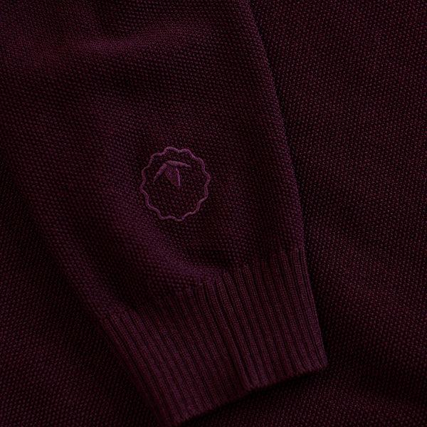 Isobaa Mens Merino Moss Stitch Sweater (Wine/Smoke)