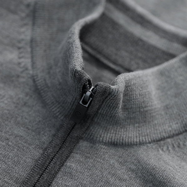 Isobaa Mens Zip Neck Sweater (Charcoal/Smoke)