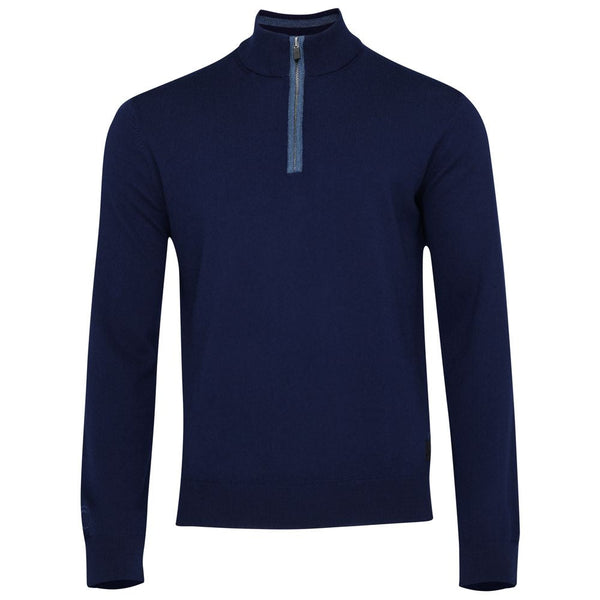 isobaa Mens Zip Neck Sweater (Navy/Denim)