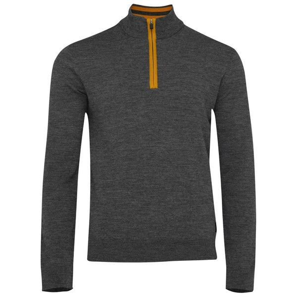 isobaa Mens Zip Neck Sweater (Smoke/Mustard)