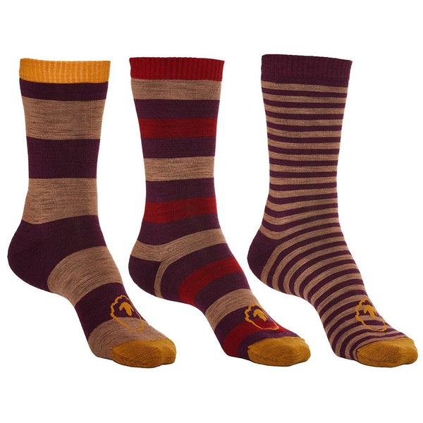 isobaa Merino Blend Everyday Socks (3 Pack - Wine/Red)