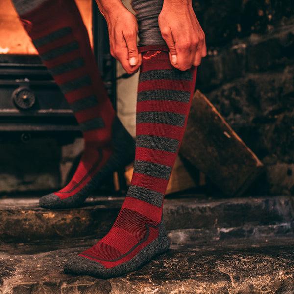Isobaa Merino Blend Ski Socks (Red/Smoke)