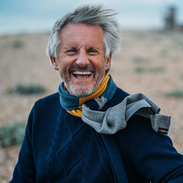 Isobaa Merino Block Stripe Scarf (Navy Mix)