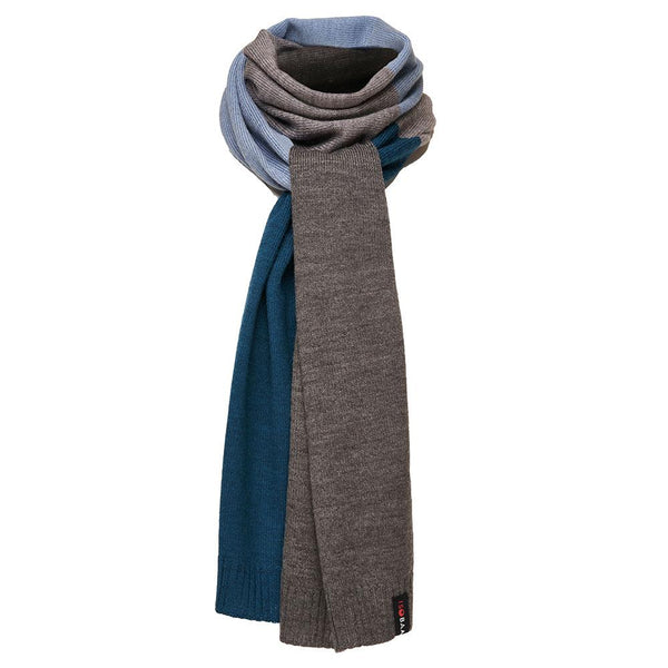 Isobaa Merino Block Stripe Scarf (Petrol Mix)
