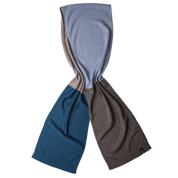 Isobaa Merino Block Stripe Scarf (Petrol Mix)