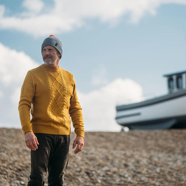 Isobaa Merino Bobble Beanie (Charcoal/Orange)