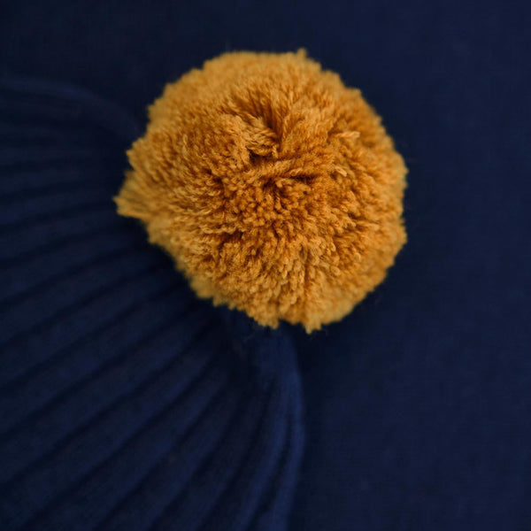 Isobaa Merino Bobble Beanie (Navy/Mustard)