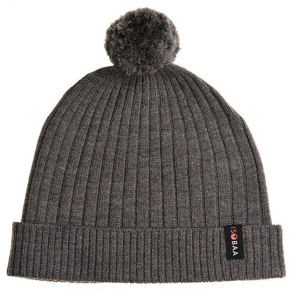 isobaa Merino Bobble Beanie (Smoke)