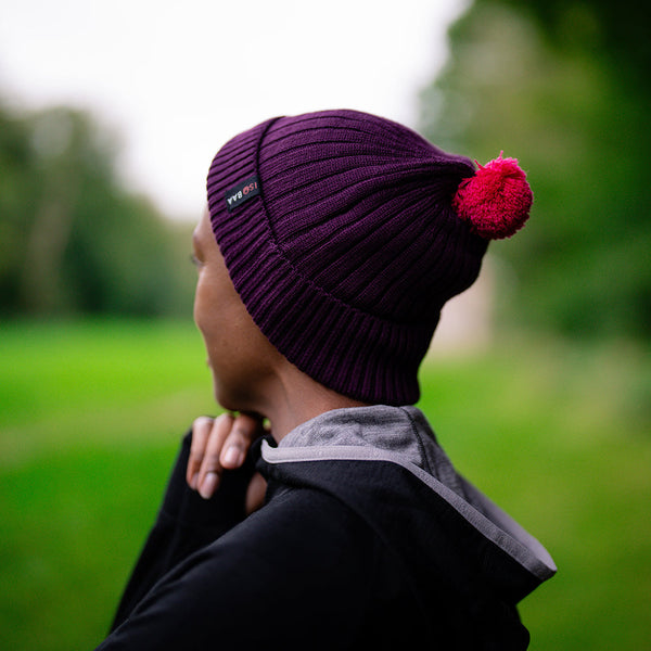 Isobaa Merino Bobble Beanie (Wine/Fuchsia)