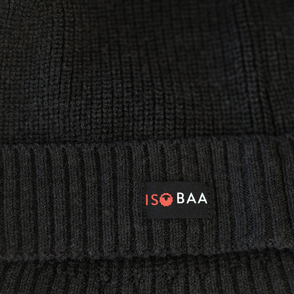 Isobaa Merino Fisherman Beanie (Black Melange)