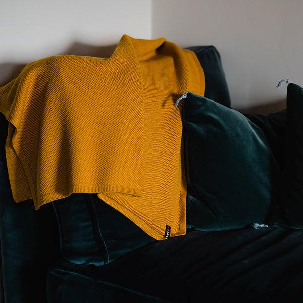 Isobaa Merino Honeycomb Shawl (Mustard)