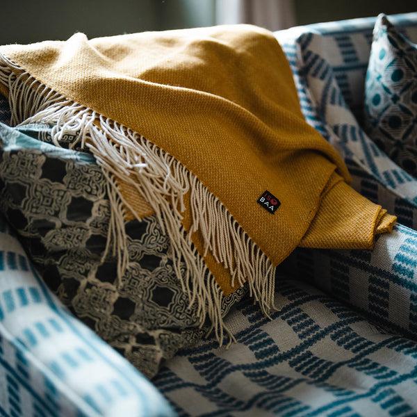 Isobaa Merino Honeycomb Throw (Mustard)