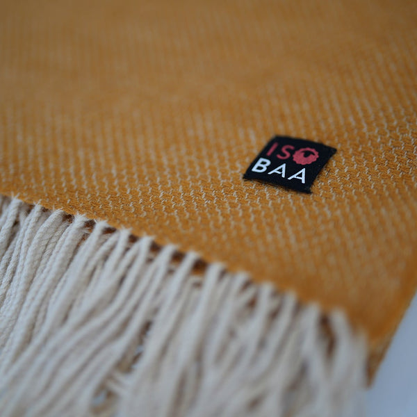 Isobaa Merino Honeycomb Throw (Mustard)