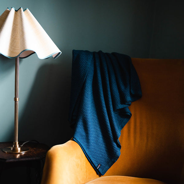 Isobaa Merino Jacquard Shawl (Navy/Denim)