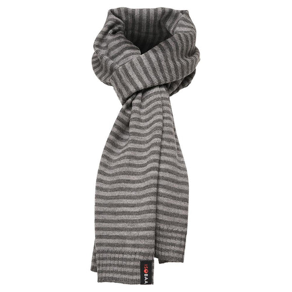 Isobaa Merino Mini Stripe Scarf (Smoke/Charcoal)