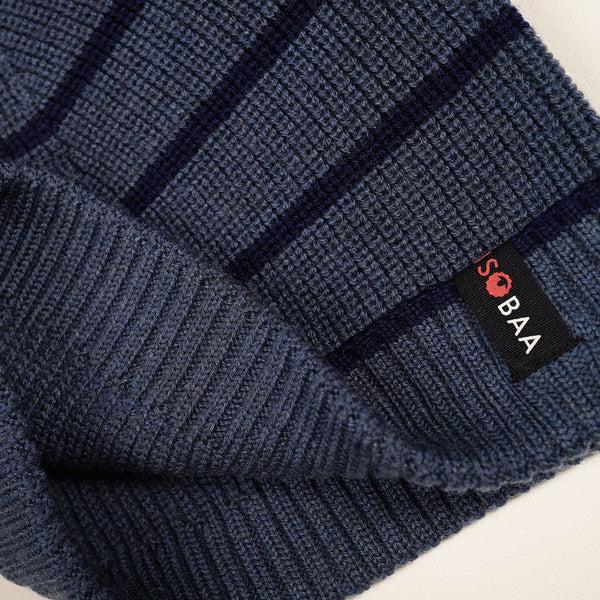 Isobaa Merino Stripe Beanie (Denim/Navy)