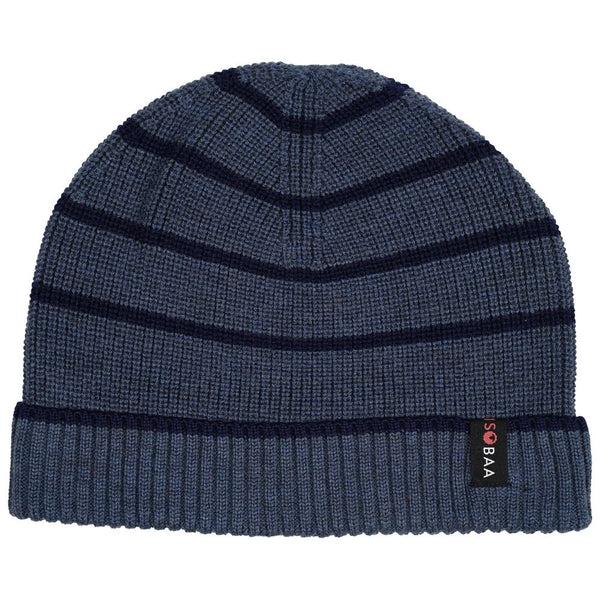 isobaa Merino Stripe Beanie (Denim/Navy)