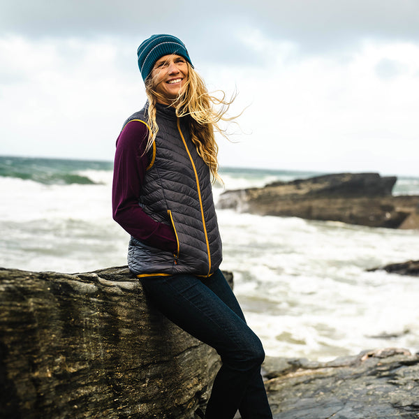 Isobaa Merino Stripe Beanie (Petrol/Charcoal)