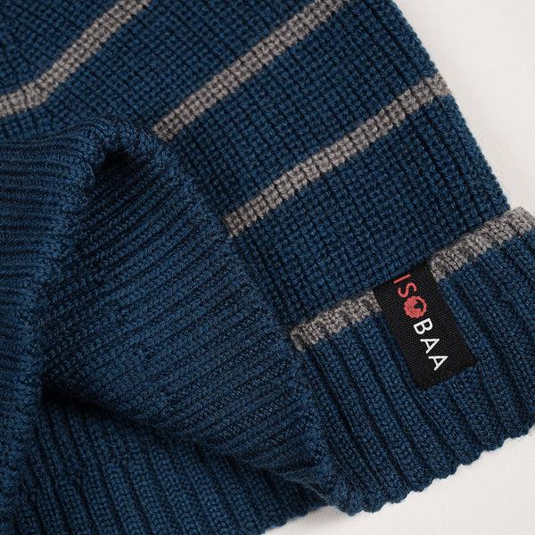 Isobaa Merino Stripe Beanie (Petrol/Charcoal)