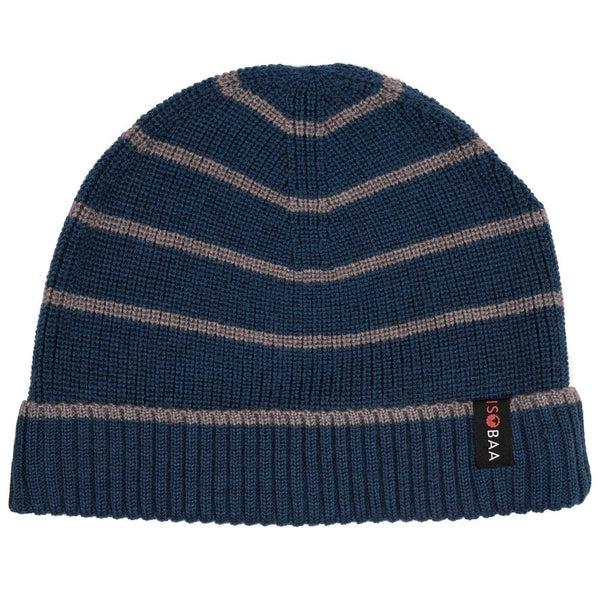 isobaa Merino Stripe Beanie (Petrol/Charcoal)