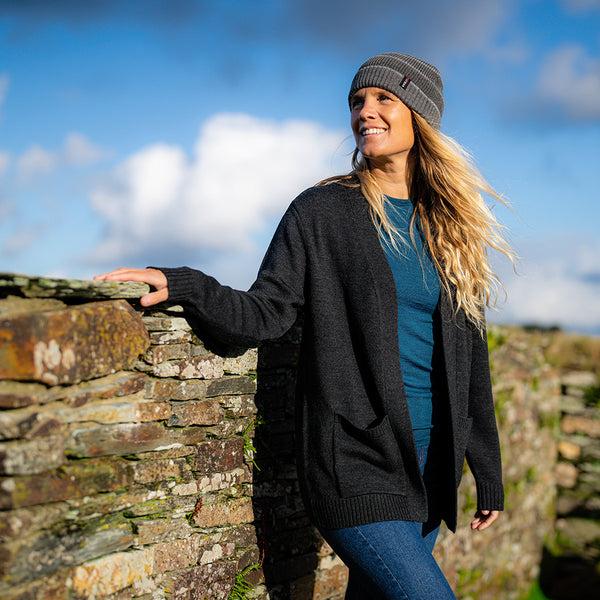 Isobaa Merino Stripe Beanie (Smoke/Charcoal)