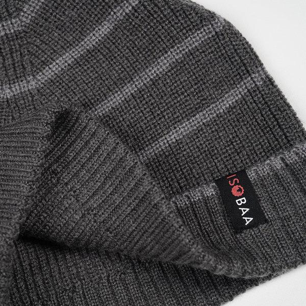 Isobaa Merino Stripe Beanie (Smoke/Charcoal)
