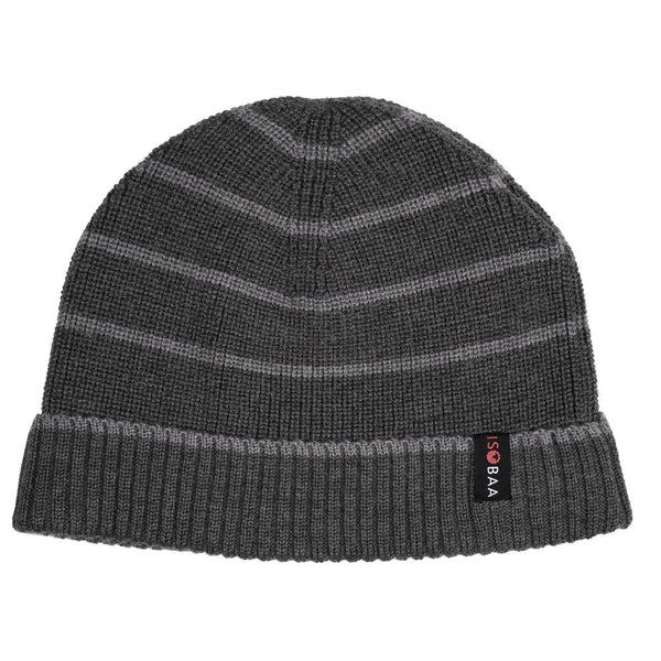 isobaa Merino Stripe Beanie (Smoke/Charcoal)
