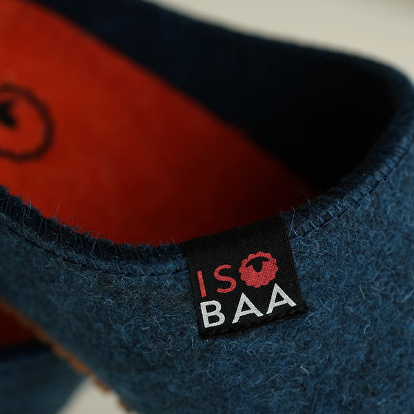 Isobaa Merino Wool Blend Slippers (Petrol/Orange)