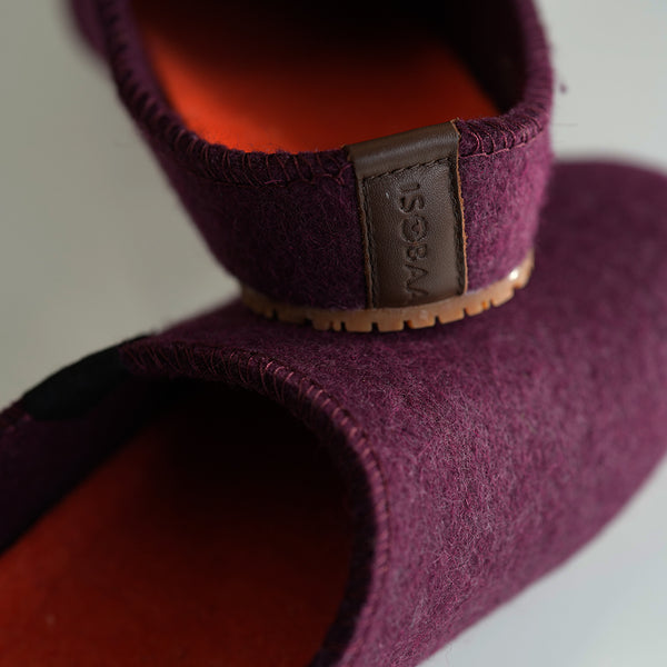 Isobaa Merino Wool Blend Slippers (Wine/Orange)