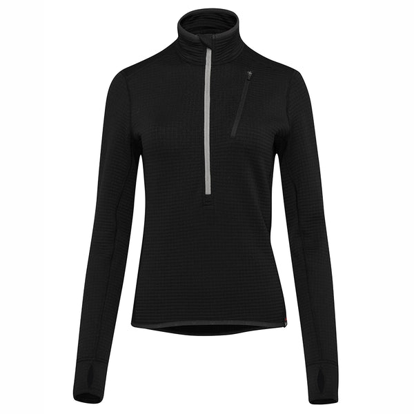 isobaa Womens 260 Merino Blend Grid Fleece (Black)