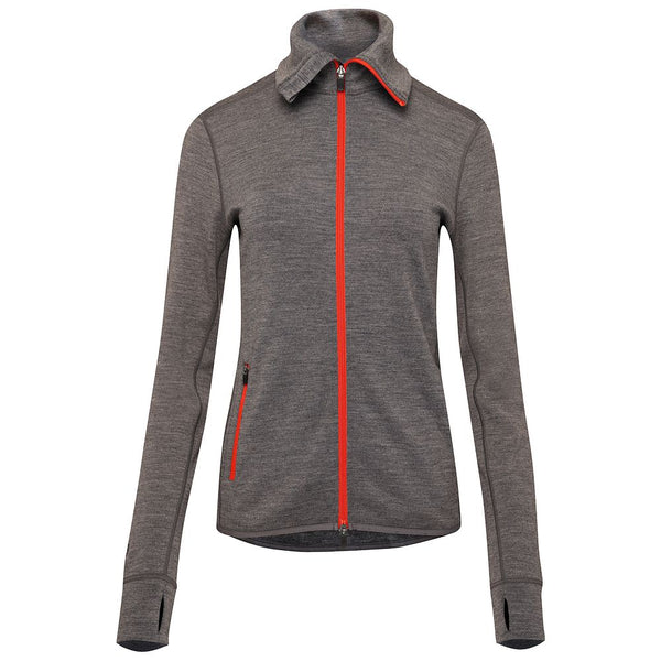 isobaa Womens 320 Merino Full Zip (Charcoal/Orange)