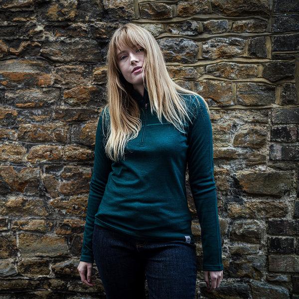 Isobaa Womens IsoSoft 240 Zip Neck (Emerald)