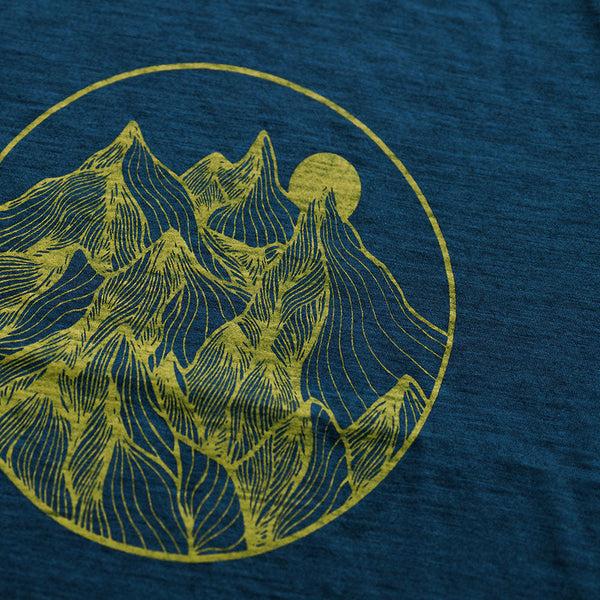 Isobaa Womens Merino 150 Mountains Tee (Petrol/Lime)