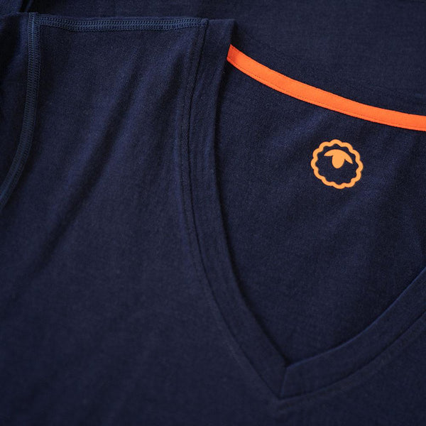 Isobaa Womens Merino 150 V-Neck Tee (Navy)