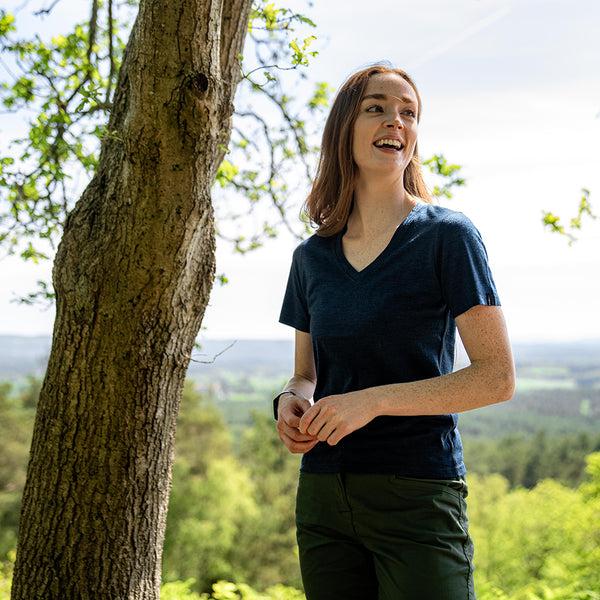 isobaa Womens Merino 150 V-Neck Tee (Petrol)