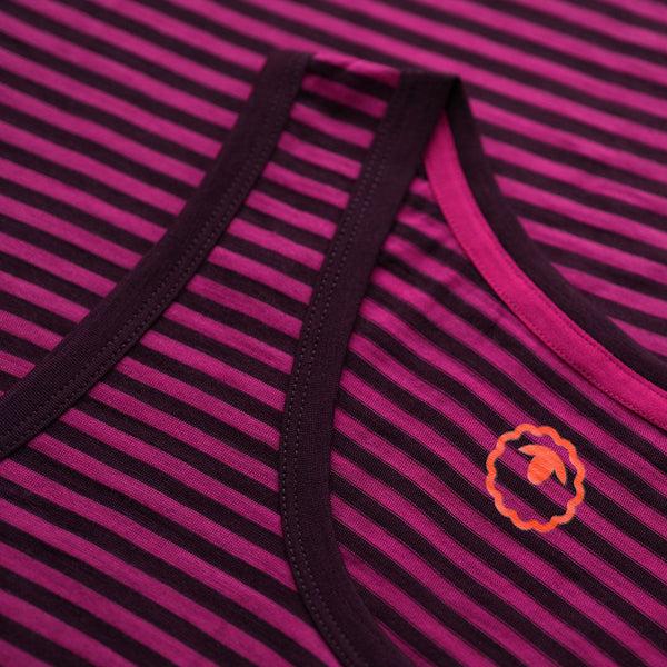 Isobaa Womens Merino 150 Vest (Stripe Wine/Fuchsia)