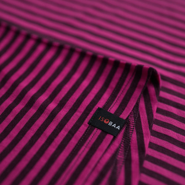 Isobaa Womens Merino 150 Vest (Stripe Wine/Fuchsia)