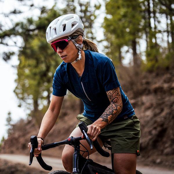 Isobaa Womens Merino 160 SS Cycle Zip Top (Petrol)