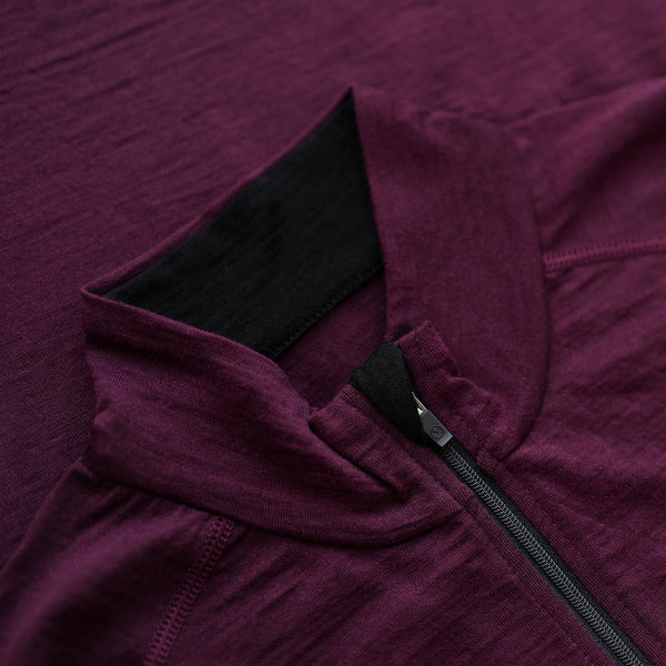 Isobaa Womens Merino 200 Long Sleeve Zip Neck (Wine)