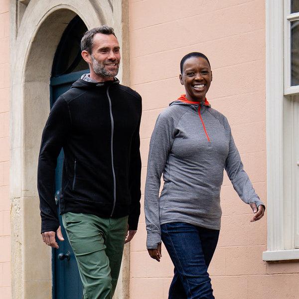 isobaa Womens Merino 200 Zip Neck Hoodie (Charcoal)