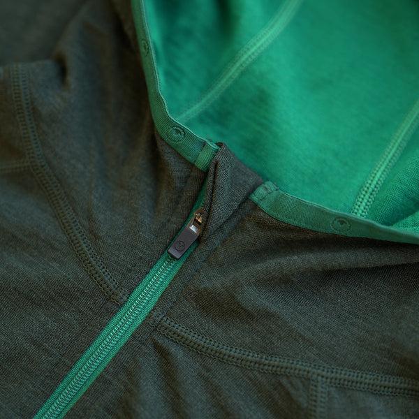 Isobaa Womens Merino 200 Zip Neck Hoodie (Forest)