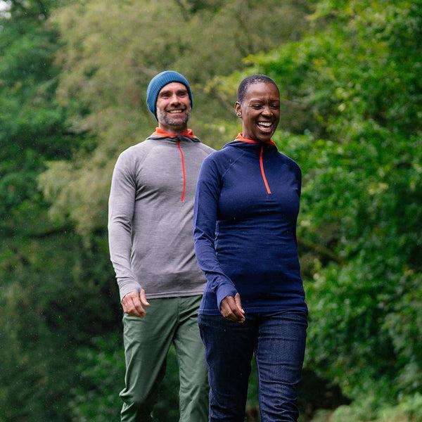 Isobaa Womens Merino 200 Zip Neck Hoodie (Navy)