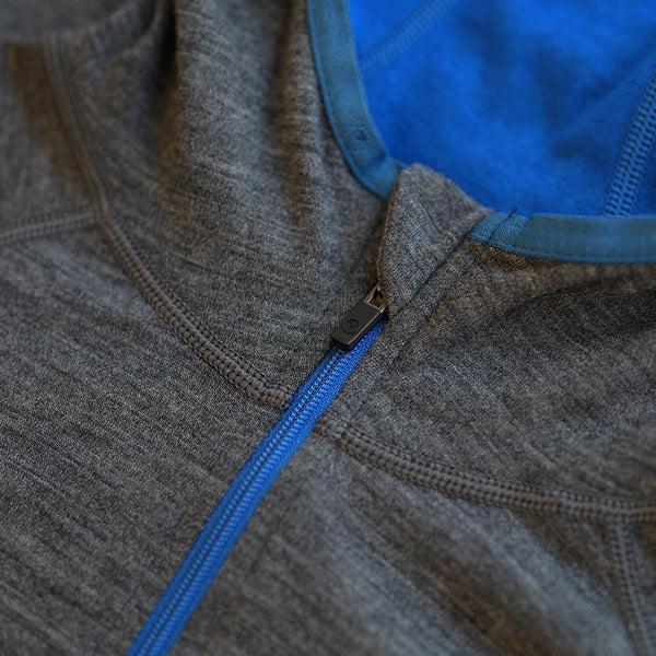 Isobaa Womens Merino 200 Zip Neck Hoodie (Smoke)