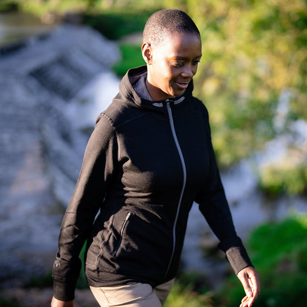 Isobaa Womens Merino 260 Casual Hoodie (Black)