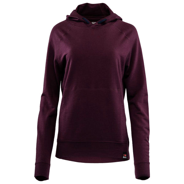 isobaa Womens Merino 260 Lounge Hoodie (Wine/Navy)