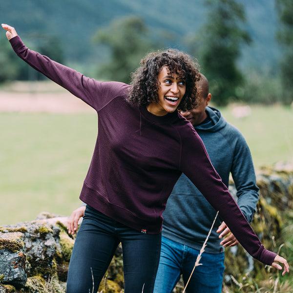 Isobaa Womens Merino 260 Lounge Sweatshirt (Wine)
